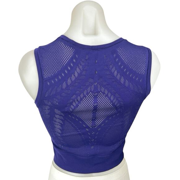 Athleta Ujjayi Blue Sleeveless Mesh Activewear Yoga Pullover Crop Tank Top S/M - Picture 2 of 4